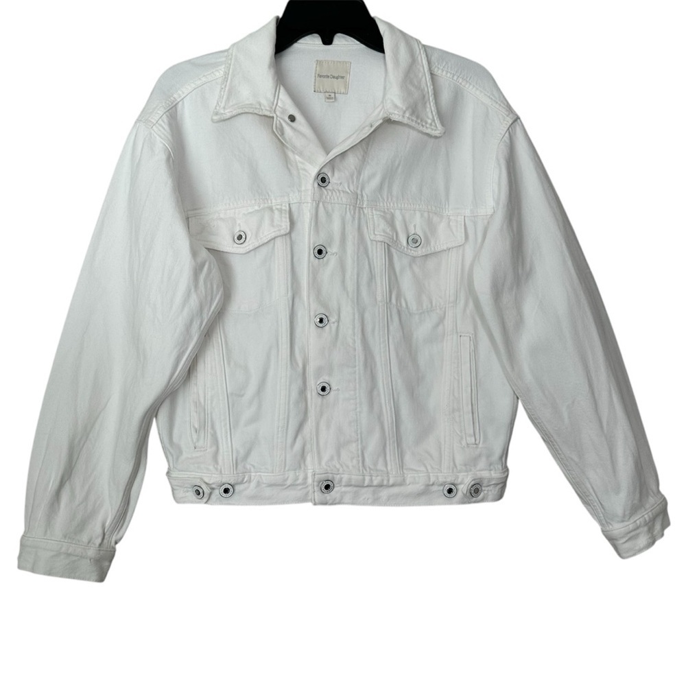 Anthropologie Favorite Daughter White Otto Boyfriend Jacket Rigid Denim size XS - Picture 5 of 16